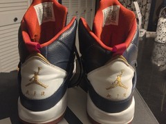 Jordan Flight 45, Youth Size 6 High Top Sneakers Navy Red Gold US 6Y