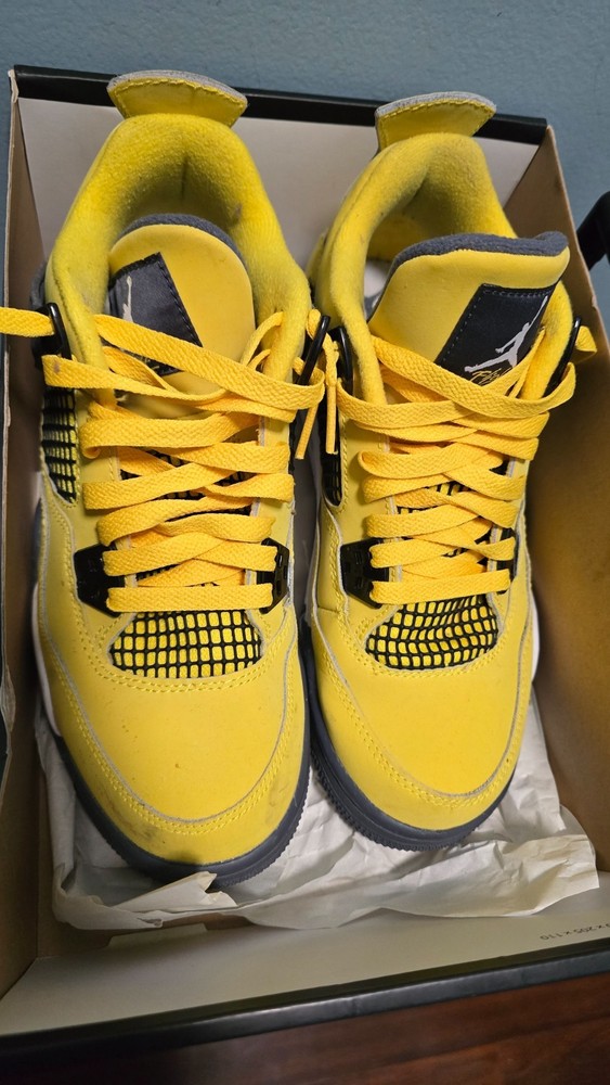 Nike Air Jordan 4 Retro Lightning Yellow – Kids Size 6Y (408452-700)