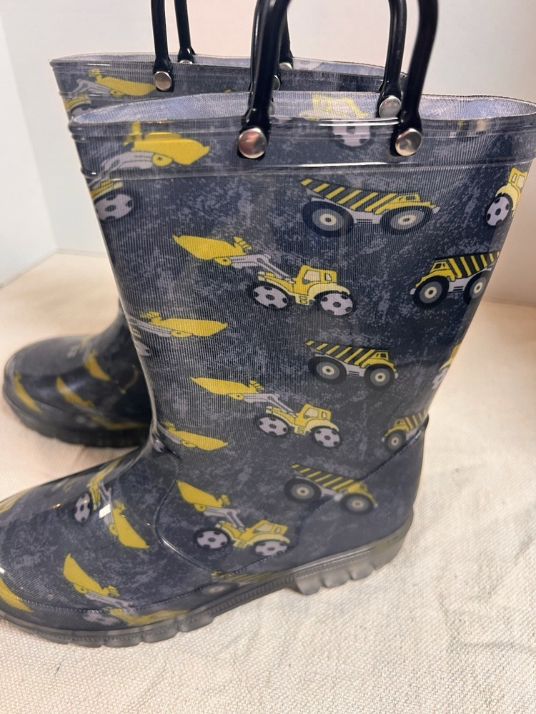 Toddler Construction Print Rain Boots, Size 1, New, Never Used