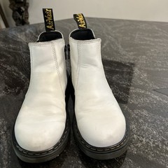 Dr. Doc Martens White 2976 Quad Platform Chelsea Boots Kids Size 3