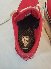 Red Vans With Checked Sole Youth Size 3 EU Size 34