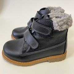 Black Leather Kids Orthopedic Boots Warm Fleece Lining Size EU 26 US 9.5