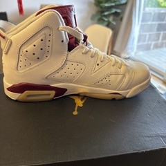 Nike Air Jordan 6 Retro OG BG – Off White/New Maroon – Size 6.5Y [836342-115]