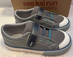 See Kai Run Alex Gray Canvas Hook & Loop Sneaker Unisex Toddler KSN400U230 Sz 10