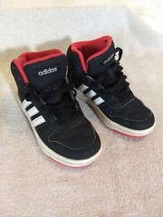 Adidas Kids Hoops 2.0 Mid ‘Black Hi-Res Red’ Shoes, Size: 1.5 #JC11-1