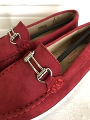 MARC JOSEPH NEW YORK Kids Leather Double Bit Driver Shoe Loafer in Red SIZE13.5