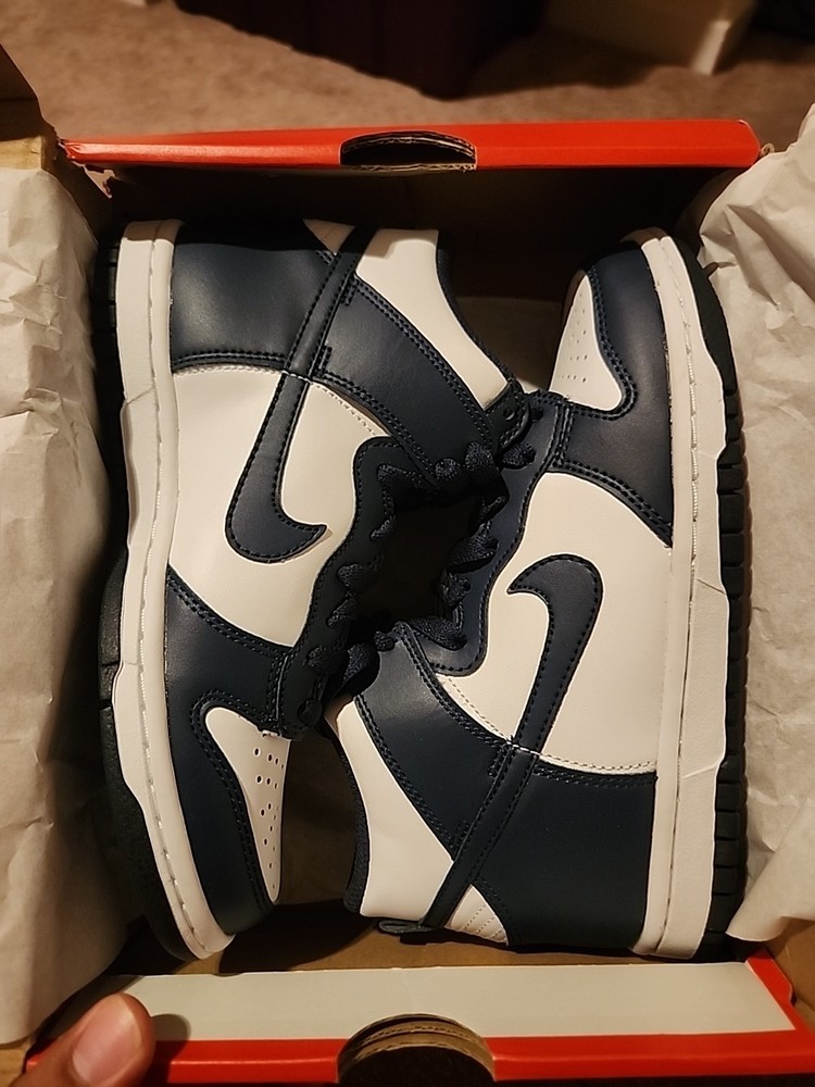 Nike Dunk High GS White/Midnight Navy Size 4y