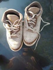 Jordan Unisex Kids High Top Athletic Sneakers Lace Up Beige Brown White