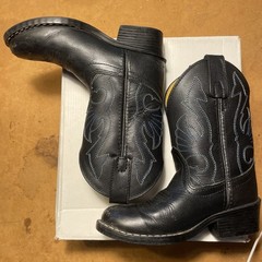 Masterson Boot Co. Kids Black Leather Western Mid-Calf Boots Size 10 M RB2001C