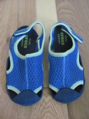 Crocs Blue Neoprene Slip On Hook & Loop Sandals Unisex Boys Girls 11