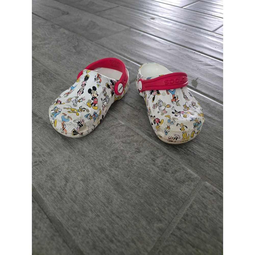 Crocs Kids Disney Mickey & Friends Classic Clogs White Red Multi Print Shoes