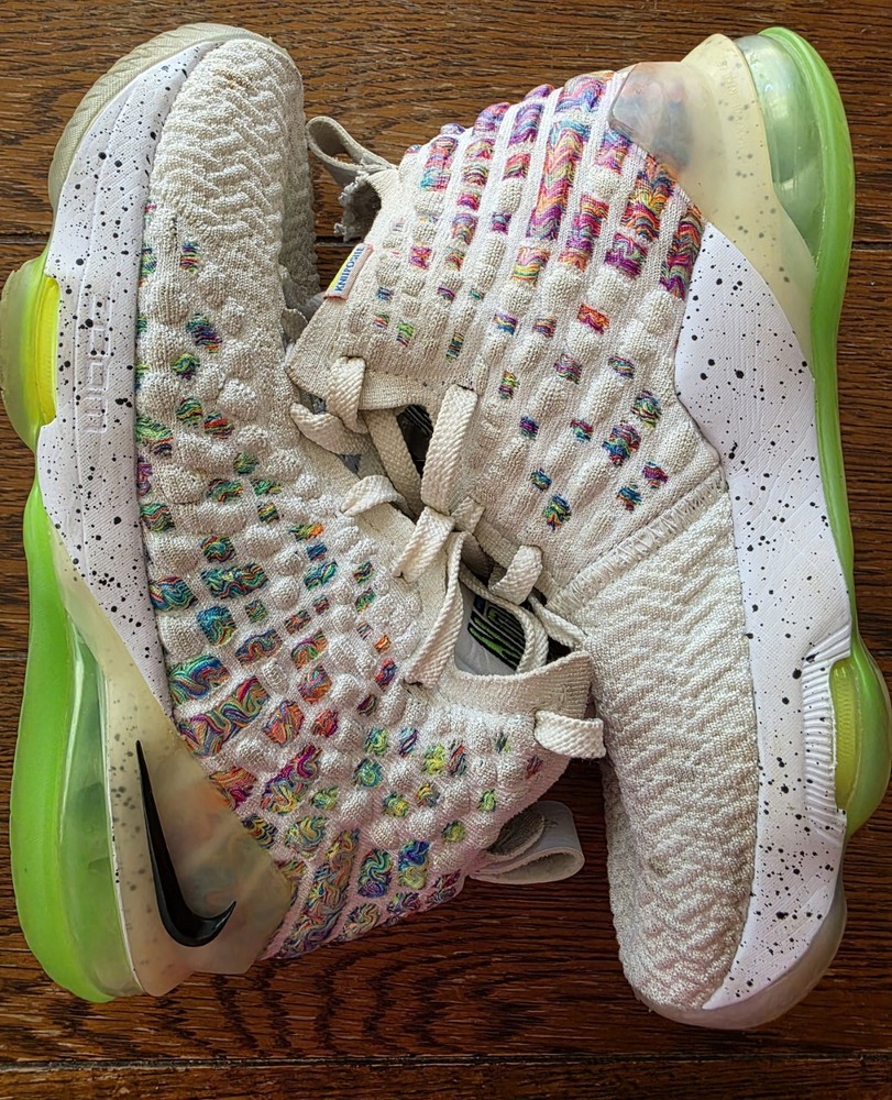 Nike Lebron 17 Air Command Force US Size 5Y White Multicolored Shoes BQ5594-100