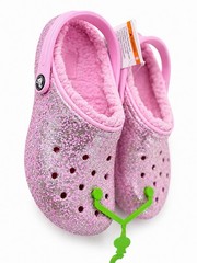 Crocs Classic Lined Glitter Clog Pink Slip-On Strap Unisex junior US 5
