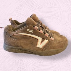 VANS HERA Skater Shoes ~ Vintage 90S Y2K ~ Brown Suede & Pink ~ Girls Size 3.5