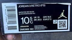 AIR JORDAN 3 RETRO FIRE RED (2022) PS DM0966-160 10.5C – SEND ME AN OFFER