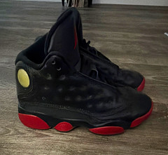 Nike Air Jordan 13 Black/Red Mid Top Leather Lace-Up Sneaker, Kids Size 12