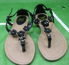 new Summer Black Rhinestone Back Strap Cute Shoes Sandals GIRL Size 12