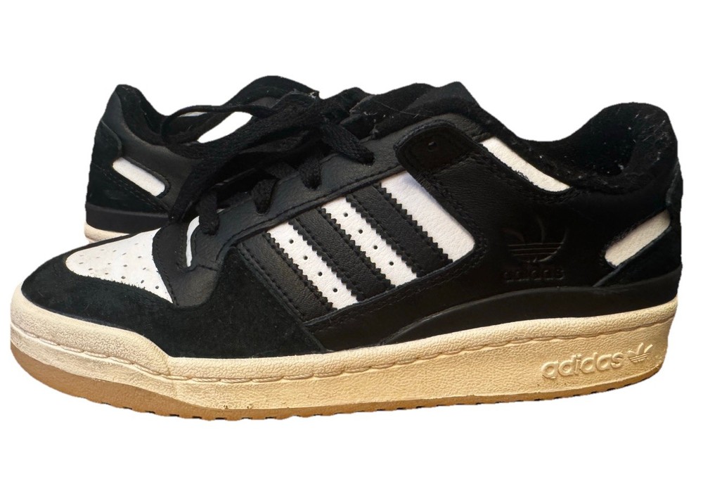 Adidas Forum Low Shoe Black White Casual Sneakers Lace Up Youth Size 5 Boys