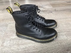 Doc Martens Zavala J Leather Combat Boots Black Kids Size 3 Youth Boot Dr.