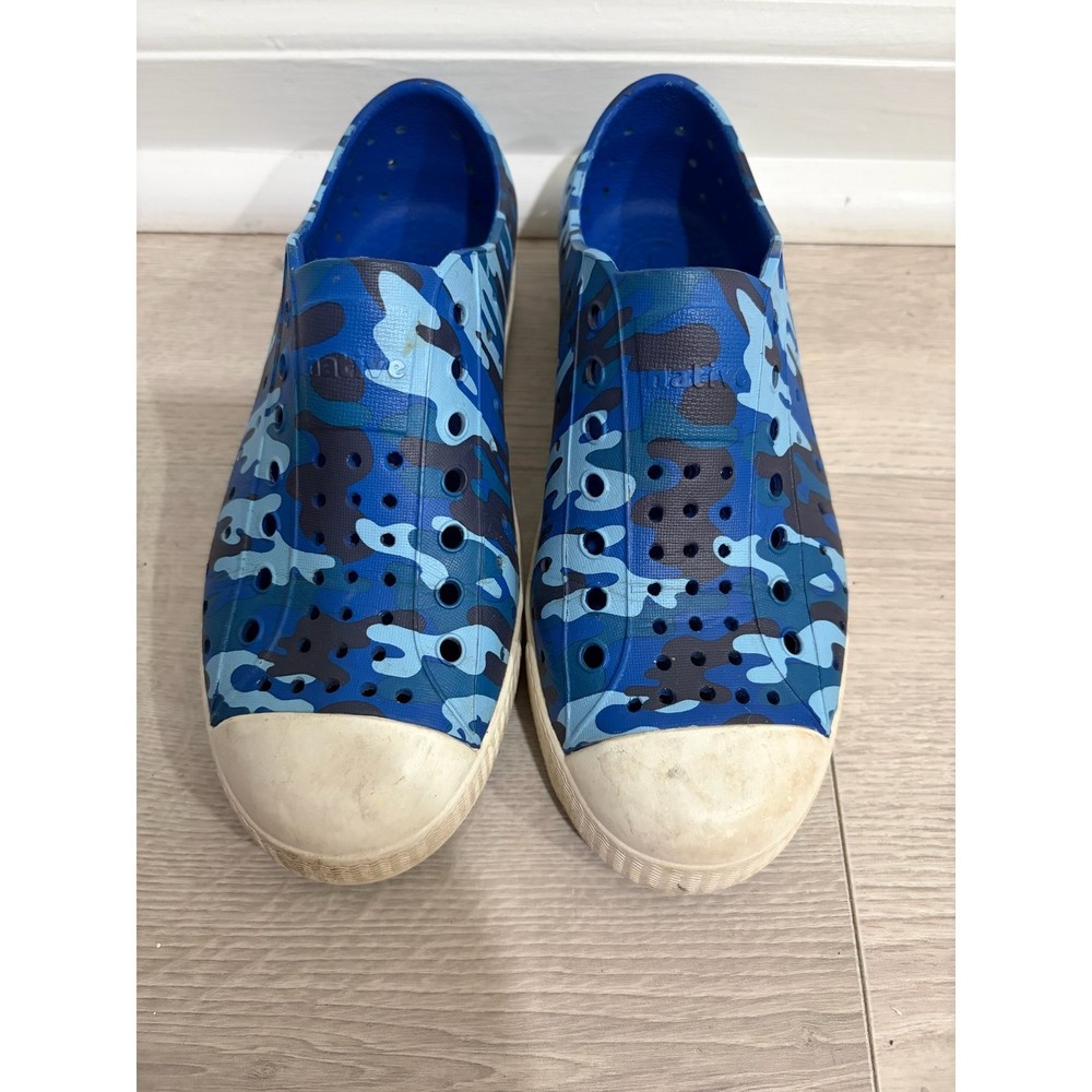 Native Jefferson Kids Blue Camo Slip On Water Shoes Sneakers J1 Boys Girls