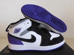 Nike Air Jordan 1 Mid Se (PS) White-Court Purple-Black Sz 13c [BQ6932-105]
