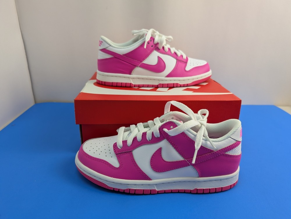 Nike Dunk Low GS White Laser Fuschia FB9109-102 Size 4.5Y / 6W