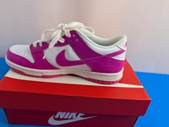 Nike Dunk Low GS White Laser Fuschia FB9109-102 Size 4.5Y / 6W