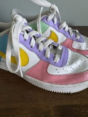Nike Air Force 1 Custom Painted Pastel 6y 8w White Colored Pink Purple Blue