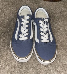 VANS Old Skool Blue White Canvas Low Top Sneakers US Unisex Size 3.5