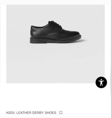 Zara Kids Black 100% Genuine Leather Derby Shoes. US Size 1/EUR 32