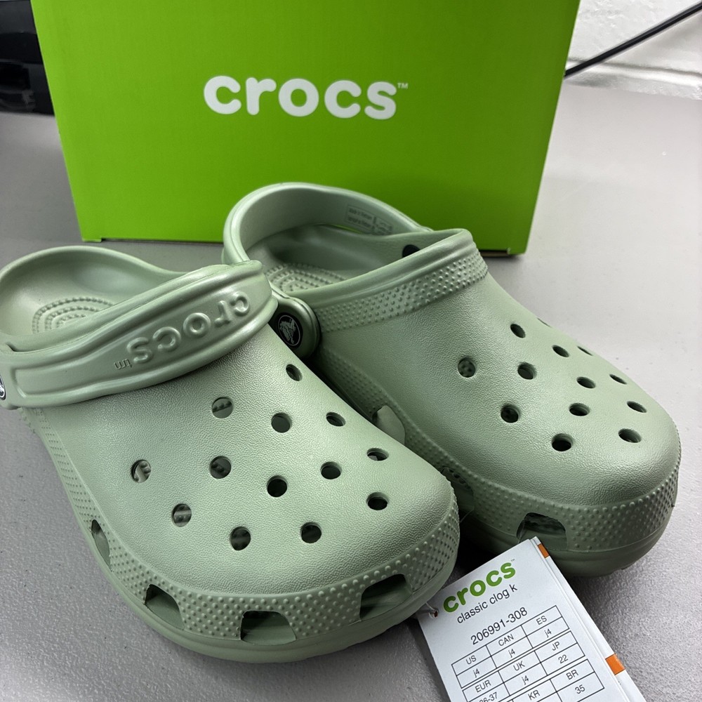 Crocs Classic Clog K Moss Green Slip On Shoes 206991-308 Youth Junior Size 4 NEW