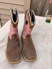 Durango Brown Leather Foot Pink Shaft Girls Western Boots size girls 3