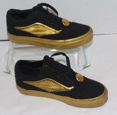 Vans Harry Potter Golden Snitch Skater Sneakers Black Gold Women 7 Mens 5.5