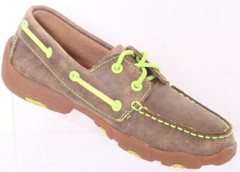Twisted X Bomber YDM0005 Distressed Brown Leather Loafers Boat Shoes Youth 3 M