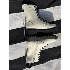 Art Class Kids Faux Leather Combat Boots Black Lug Sole Side Zip Size 1