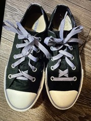 Converse All Star Chuck Taylor 617674F Black & Purple Stars Double Tongue