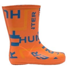 NWT Hunter Kids First Classic Exploded Logo Rain Boots Orange Blue Size 5