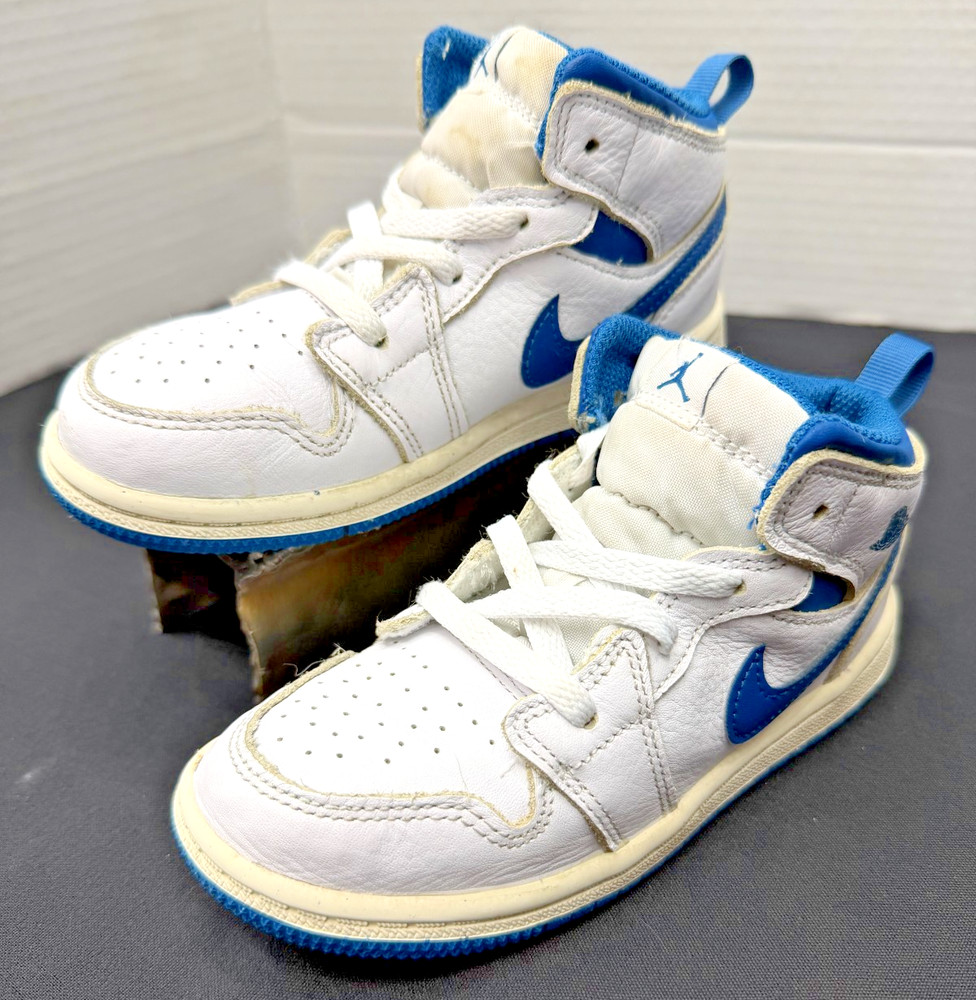 Nike Air Jordan 1 Mid Se TD White Sail Blue FN7537-141 Size 10c Kids B11