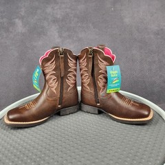 Ariat Firecatcher C Boots Kids Size 9 Brown Leather Zip Western Rowdy Brown