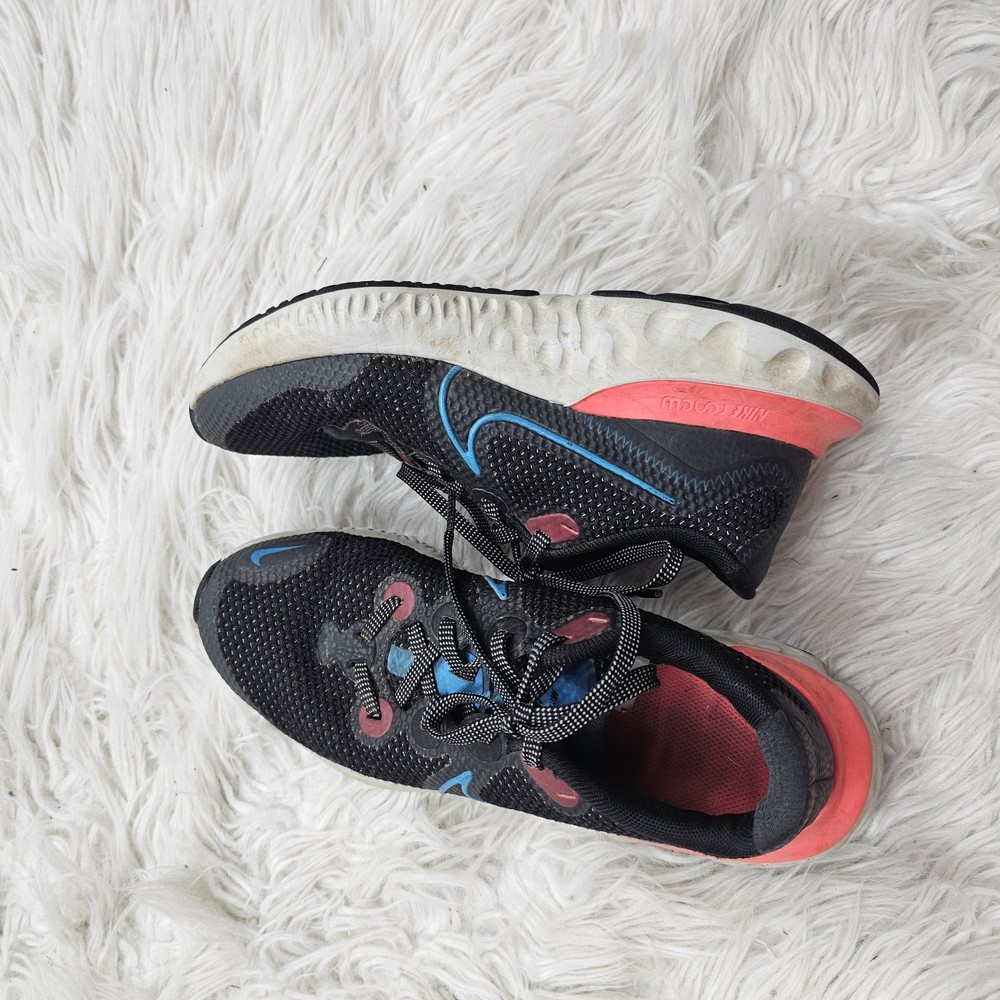 Nike Renew Run Youth Size 4Y Sneaker Black Blue Red Shoes CT1430-090