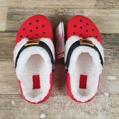 Crocs Classic Clogs Sz J1 Red Holiday Rubber Slingback Sandals Santa