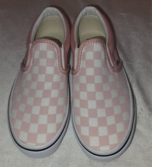 VANS Off The Wall Slip on Pink & White Checkered Canvas Skate Shoes Kids Size 1