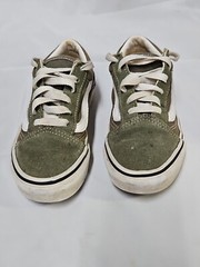 VANS Old Skool School Sneakers Lace Up Shoes Olive Army Green Kids Sz 1.5 GUC