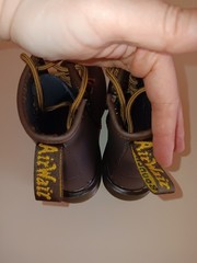 NWOB Dr. Martens 1460J Brown Leather Combat Boots Unisex Kids US Size 1 Lace Zip