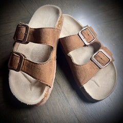 Tommy Bahama Leather Slides Adjustable Double Strap Buckle Sandals Kids S(12.5)