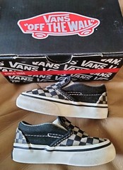 Vans classic slip on checkerboard Toddler boys size 4 Black Pewter worn once