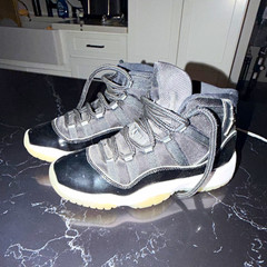 Jordan Air Jordan 11 High Top Leather Basketball Sneakers Gray/Black Kids 5