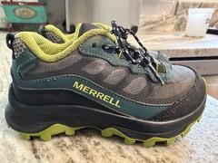 🏔️Merrell Moab Speed Low Waterproof Hiking Shoes Deep Green/Black Kid Sz:10.5