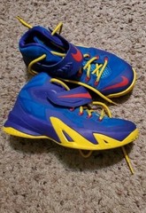 Labron Nike Blue Yellow Red High Top Unisex Kids Basketball Sneakers Lace Up