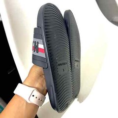 Nautica Black Striped Red Logo Open Toe Comfort Slip On Slides Kid Sandals 3